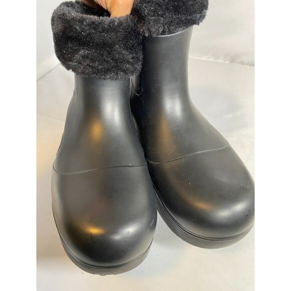 Noize Fur Lined Rain Boot Womens 38 8 Black Warm Weather Waterproof Vegan Ankle - Picture 7 of 7